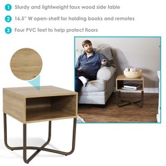 Industrial-Style MDP Side Table with Shelf – Brown – 19.75 in by Sunnydaze