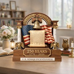 America 250th Anniversary Wooden Block Decoration, 1776-2026 Patriotic