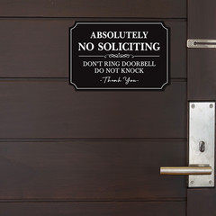 5.6″W Absolutely No Soliciting Don’t Ring Doorbell Do Not Knock Vinyl Sticker