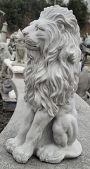 Lion Concrete STATUE.SOLD As SHOWN 15”H X 6w X 8L