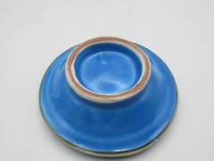 MOROCCAN HANDCRAFTED CLAY POTTERY TAGINE w/NICKEL SILVER OVERLAY (4″)
