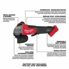 Milwaukee 2880-20 M18 FUEL™ 4-1/2″ / 5″ Grinder Paddle Switch, No-Lock
