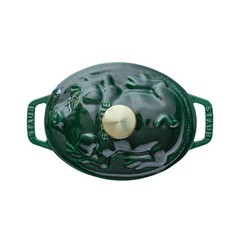 Staub Piggy Cocotte 17cm Oval Basil Green Enameled Cast Iron Pot Brand New