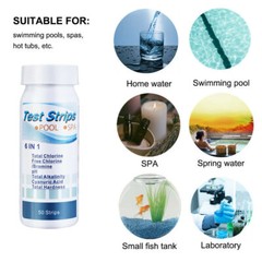 50pcs 3/6IN1 Chlorine Dip Test Strips Hot Tub SPA Swimming Pool PH Tester Paper