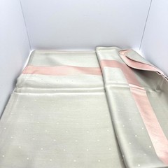 Vtg Reversible Gray Pink Damask Banquet Set 9.5 Ft Tablecloth & 11 Napkins