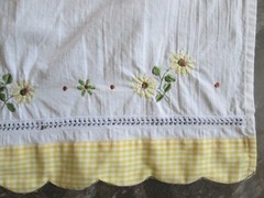 Pair Window Curtain Panel White Yellow Gingham Daisy Floral Farm Country 28×36