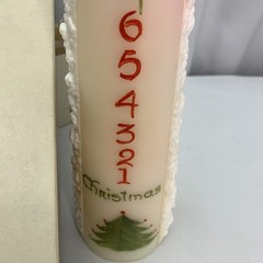 Large Colonial Pillar 14 in White Candle made USA 12 Days of Christmas Used Vtg