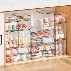 Yieach 4 Pack Clear Stackable Storage Drawers,4.4” 4 PCS, Clear-4.4 In Tall
