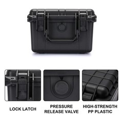 Waterproof Hard Case, 9.3x8x4.4 in, Foam Insert, IP67, Shock Proof, Tool Box