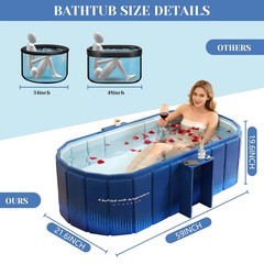 59” Portable Foldable Bathtub for Adults – Ice Bath Cold Plunge SPA Tub