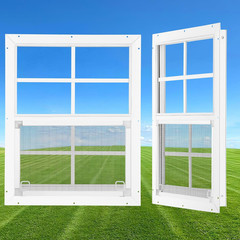 18″ x 23″ Shed Windows 2 Pack Sliding Tempered Glass Metal Mesh Screen Flush Mou
