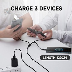 3 in 1 Fast USB Charging Cable Universal Multi Function Cell Phone Charger Cord