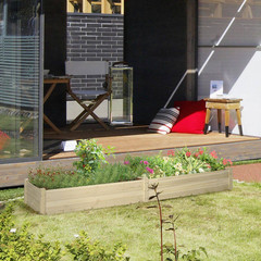 96 In. L X 24.25 In. W X 10.75 In. H Natural Fir Wood Raised Garden Bed with Dua
