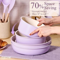 Versatile 19-Piece Pots and Pans Set – Non-Stick, Oven Safe & Stylish Purple