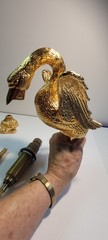Vintage 24 K Plated Swan Faucet Fixtures New Unused 6 X 6″ Elegant Made InSpain
