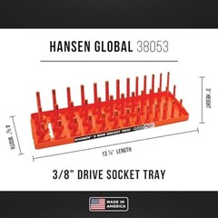 Hansen 3/8″ Socket Tray Organizer Holder Set 3 Row Metric SAE Shallow Deep OR