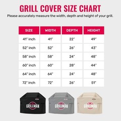 Grillman Grill Cover BBQ Outdoor Grill Covers Charcoal Gas Grills Tan, 58 in