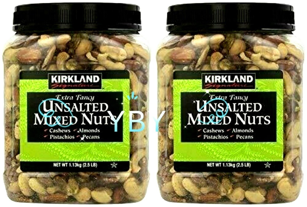 2 Packs Kirkland Signature Extra Fancy Unsalted Mixed Nuts 2.5 LB Each Pack