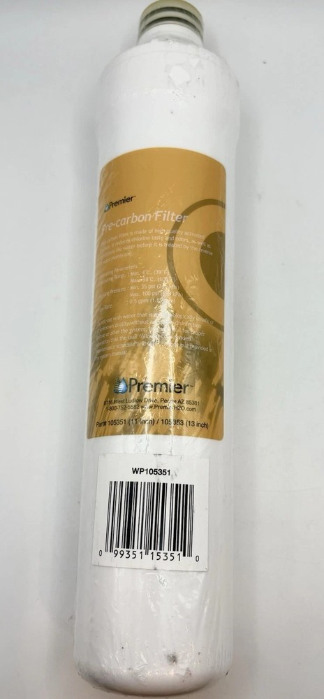 Premier Pre-carbon Filter WP105351 for 105351 105353 Removes Chlorine Taste Odor