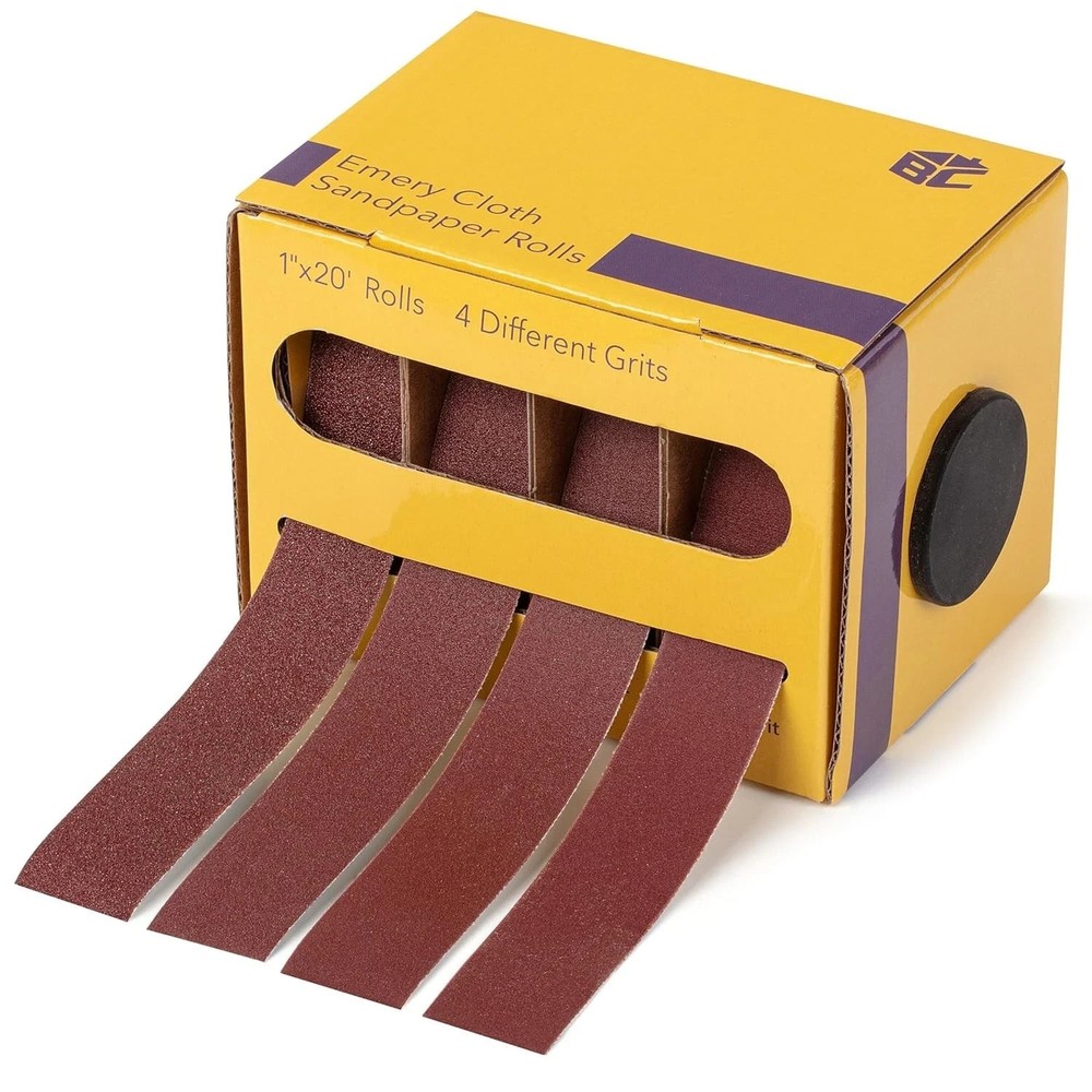 4 Grit 1″ x 20 Ft Emery Cloth Roll 150/240/320/400 Grit Abrasive Sandpaper Roll