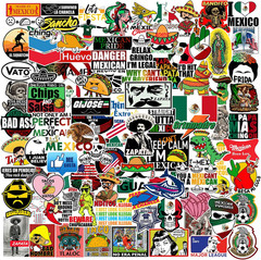 100Pcs Mexican Hardhat Stickers, Funny Vinyl Mexico Tool Box Stickers, Design fo