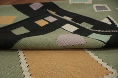 Green Geometric Kilim Area Rug 8×10 Flat-weave Oriental Turkish Any Room Carpet