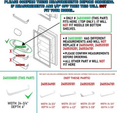 240338001 Door ( Top ) Bin Shelf for Frigidaire or Kenmore Refrigerator