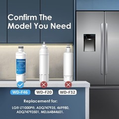Waterdrop Refrigerator Water Filter, Replacement for LG® LT1000P®, Pack of 4