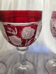 Anna Hutte Echt Bleikristall Red, Purple, Green Wine Water Goblets Set 3