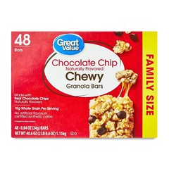Chocolate Chip chewy granola bars, family size, 0.84 oz Paper Box, 48 count.