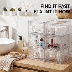 Stackable Storage Drawers, 4.4in Small Bathroom Organizers and Storage Boxes,…