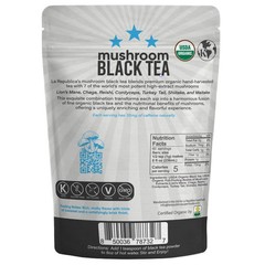 La Republica USDA Organic Mushroom BLACK TEA (Full-Fruiting Bodies) 70 Servings