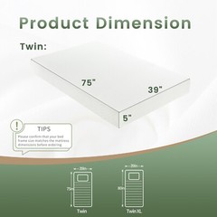 VIPKOE 5″ 6″ Mattress Medium Firm Gel Memory Foam CertiPUR-US,TwinTxl Full Queen