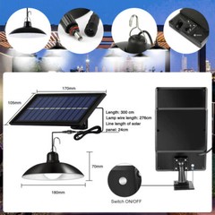 30 LED Solar Pendant Hanging Light Dimmable Outdoor Indoor Garden Yard Shed Lamp