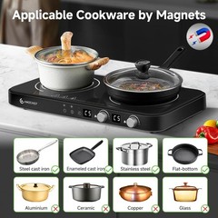 Double Induction Cooktop with Removable Griddle Pan Non-stick, 1800W 2 burner…