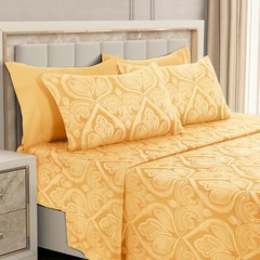 Luxury Deep Pocket 6 Piece Bed Sheet Set 1800 Series Hotel Comfort Paisley Sheet