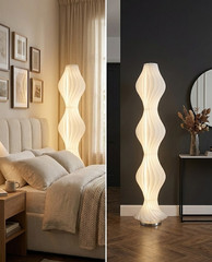 Floor Lamp 65″ Dimmable w/ Remote – Tall White Sculptural Soft Light for Bedroom