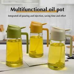 450ML Glass Oil Sprayer Bottle 2 in 1 Cooking Dispenser for Olive Oil