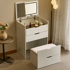 3 – in – 1 Vanity Desk with Mirror And Lights, Small Vanity Desk Set with