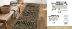 2×6 Machine Washable Runner Rug, Kitchen Hallway Area Rug Brown Black Vintage