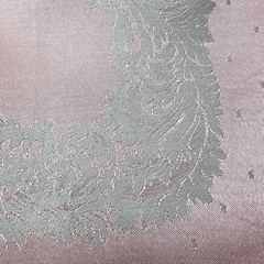 Vtg Reversible Gray Pink Damask Banquet Set 9.5 Ft Tablecloth & 11 Napkins