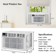 8000 BTU 115V Window Air Conditioner w/Remote Control & LED Digital Panel, Wifi