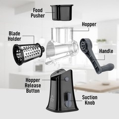 Manual Rotary Cheese Grater 5 Blade Shredder & Vegetable Slicer
