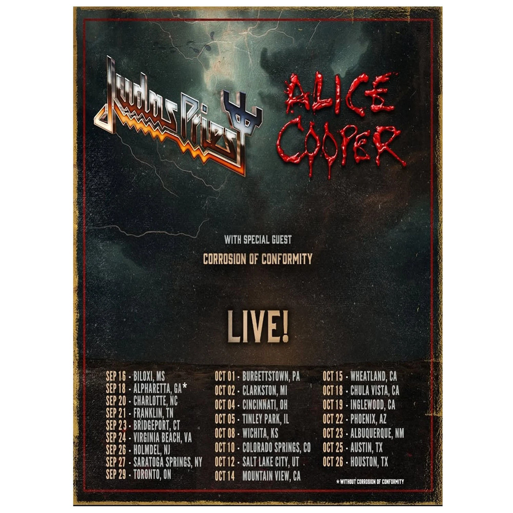 Judas Priest & Alice Cooper Sept–Oct 2026 Live Tour Poster