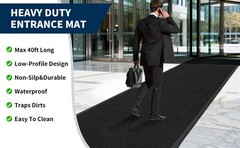 Black Heavy Duty Commercial Entrance Mat Non Slip Beveled Edge Wheelchair Rug