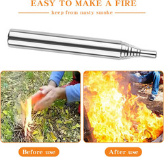 3x Outdoor Pocket Bellow Stainless Steel Telescopic Blow Fire Tube Blowpipe Tool