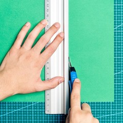 1Pcs 45cm/18″ Aluminum Alloy Metal Craft Safety Cutting Ruler,Blue
