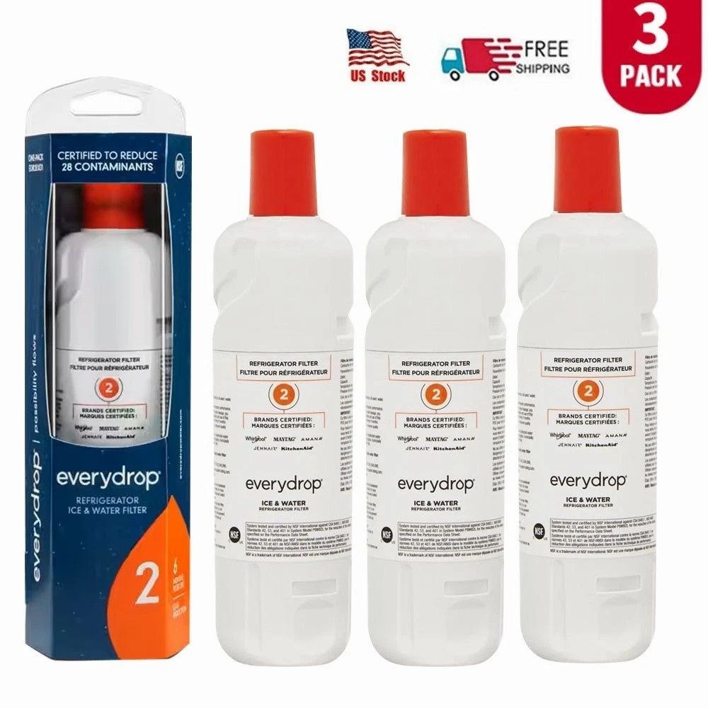 3 PACK ΕVΕRYDROP ΕDR2RXD1 Refrigerator Wate Filter 2 Replacement Home NEW US