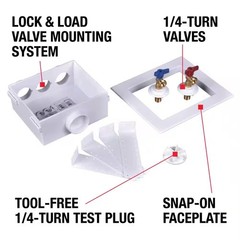 Oatey Quadtro 1/2 in. x 1/2 in. PEX Compatible Washing Machine Outlet Box with 2