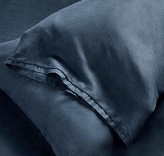 Queen 100% Linen Sheet Set Dark Mineral Blue – Casaluna